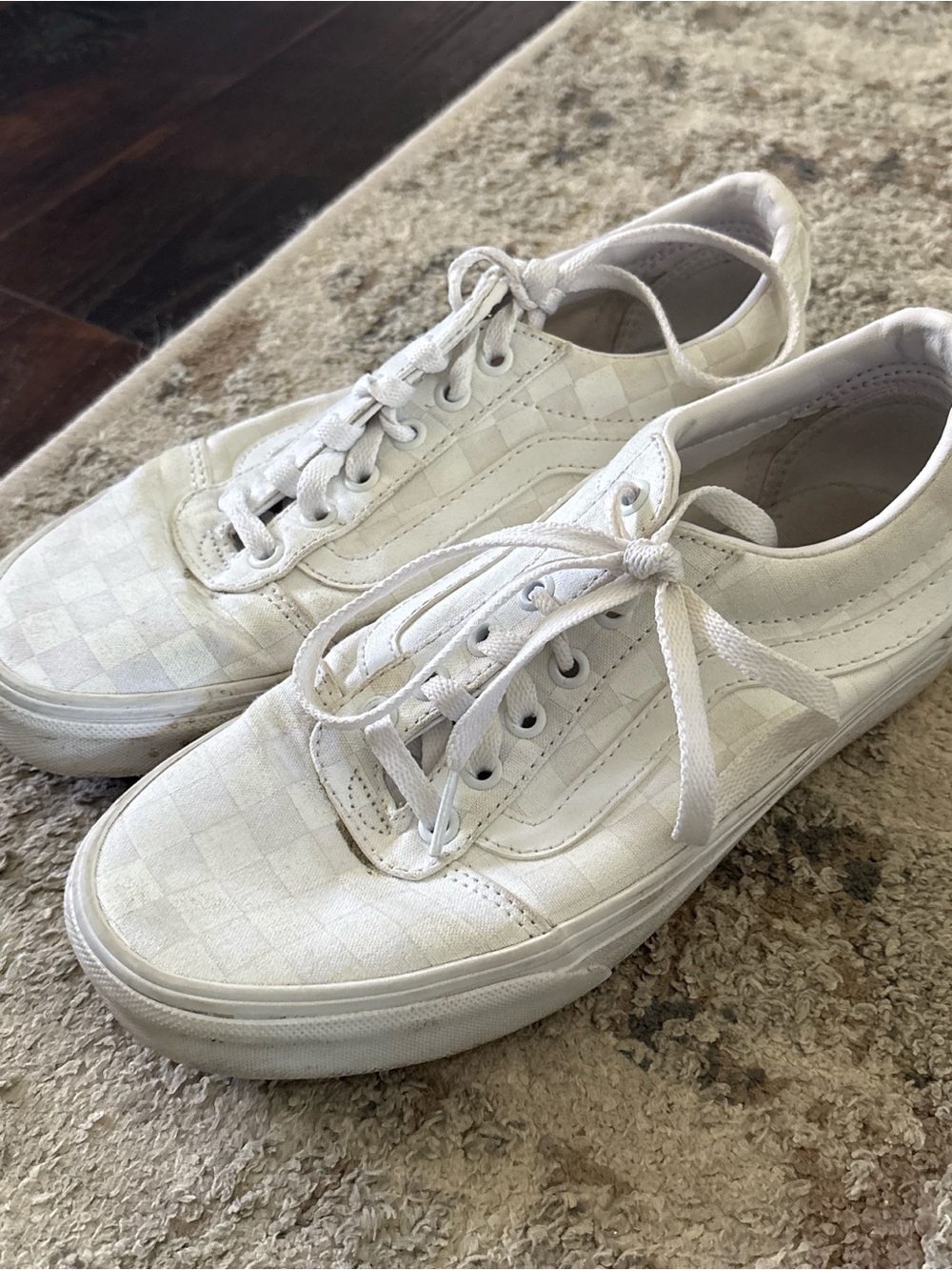 White Van Checkerboard Low-Top Sneakers